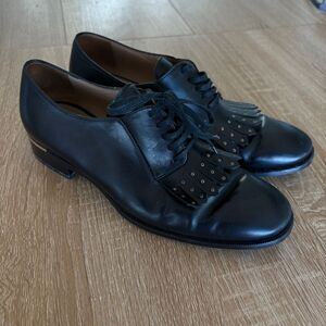 Vintage Salvatore Ferragamo Kiltie Oxford • Black Leather • Women’s 7C